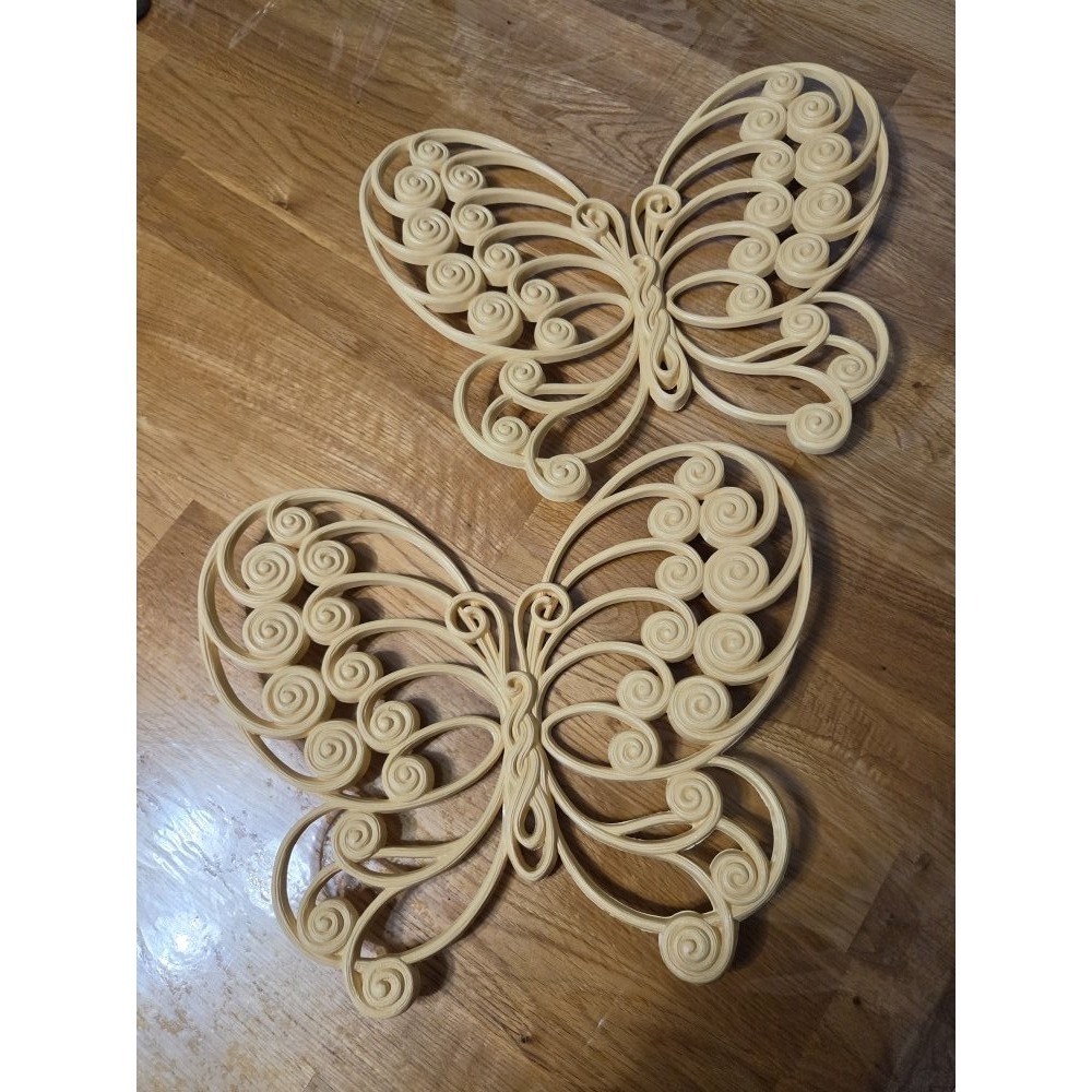 Vintage MCM Burwood Butterfly Wall Hanging Beige Bisque Retro 1976 Set of 2